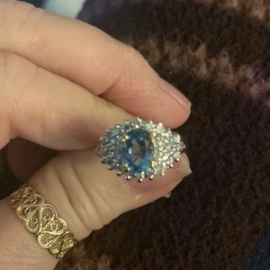 Simulated blue topaz ring